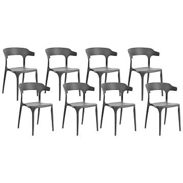 Set Of 8 Garden Chairs Dark Grey Polypropylene Lightweight Weather Resistant Plastic Indoor Outdoor Modern Beliani