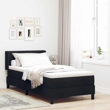 Vidaxl Box Spring Bed Black 90 X 200 Cm High-density Foam, Upholstery