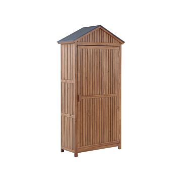 Garden Storage Cabinet Acacia Wood 200 X 100 Cm Outdoor Tool Shed With Shelves Beliani