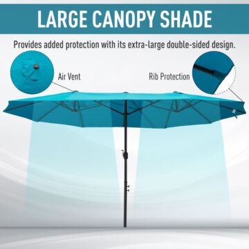 Outsunny 4.6m Double-sided Patio Parasol Sun Umbrella-blue