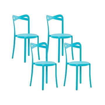 Set Of 4 Garden Chairs Blue Polypropylene Lightweight Indoor Outdoor Weather Resistant Plastic Modern Beliani