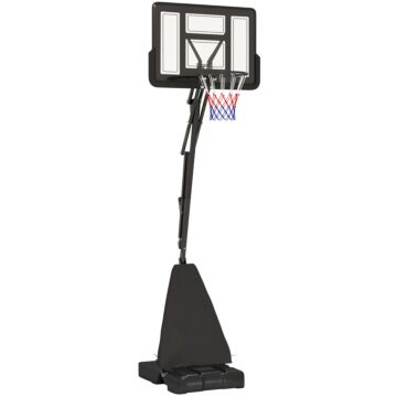 Sportnow Basketball Hoop Outdoor, Height Adjustable Basketball Hoop And Stand With Rebound System, Weighted Base, Portable On Wheels, 2.45-3.05m, For Teens, Juniors, Adults, Black