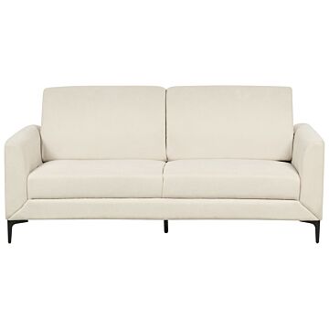 Sofa Beige Fabric Polyester Upholstery Black Legs 3 Seater Retro Style Living Room Furniture Beliani