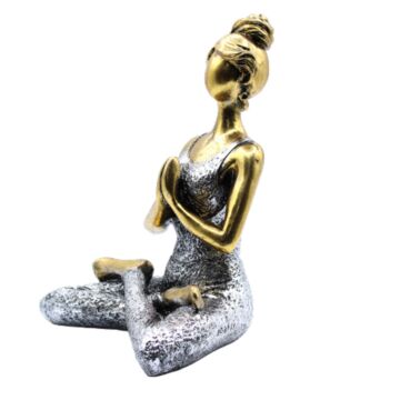 Yoga Lady Figure - Bronze & Silver 24cm