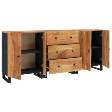 Vidaxl 3 Piece Sideboards Solid Wood Acacia