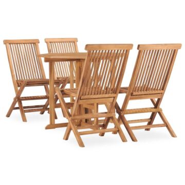 Vidaxl 5 Piece Folding Outdoor Dining Set Solid Teak Wood