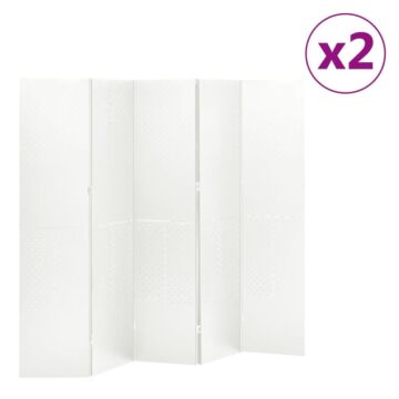 Vidaxl 5-panel Room Dividers 2 Pcs White 200x180 Cm Steel