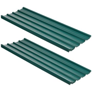 Outsunny Corrugated Roofing Sheets, Pack Of 24, Galvanised Metal Roofing Sheets For Greenhouse, Garage, Storage Shed, Carport, 129 X 45cm, Green