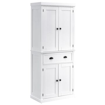 Homcom Traditional Colonial Freestanding Kitchen Cupboard Storage Pantry Cabinet - 76l X 40.5w X 184h (cm) White