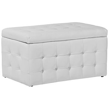 Ottoman White Faux Leather Tufted Upholstery Bedroom Bench With Storage Beliani