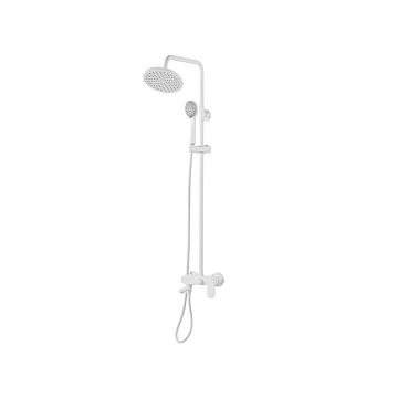 Mixer Shower Set White Brass With Rain Function Matt Finish Glamour Modern Beliani
