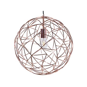 Hanging Light Pendant Lamp Copper Wire Open Round Sphere Shade Metal Industrial Design Beliani