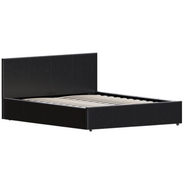 Vida Designs Lisbon King Size Ottoman Faux Leather Bed, Black