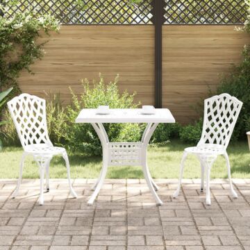 Vidaxl 3-piece Garden Bistro Set - White Cast Aluminum