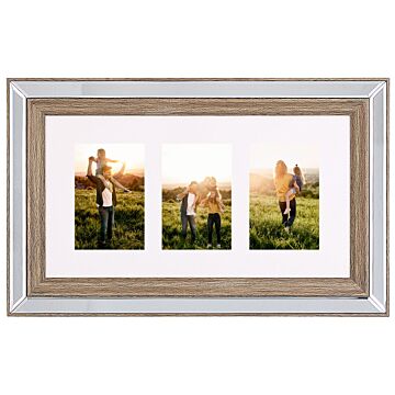 Photo Frame Dark Wood 32 X 50 Cm For 3 Pictures 10 X 15 Cm Collage Aperture Beliani