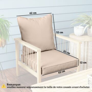 Outsunny 1-piece Back And Seat Cushion Pillow Replacement, Patio Chair Cushion Set For, Beige