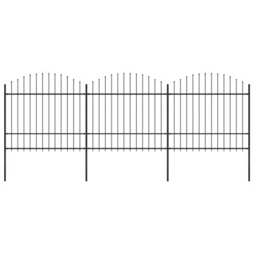 Vidaxl Garden Fence With Spear Top Steel (1.5-1.75)x5.1 M Black