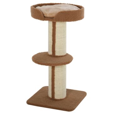Pawhut 91cm Cat Tree Kitten Activity Center Play Tower Perches Sisal Scratching Post Lamb Cashmere Brown