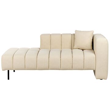 Right Hand Chaise Lounge Beige Velvet Upholstery Black Legs Seat Bolster Cushion Modern Glam Design Beliani