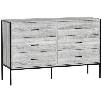 Vida Designs Brooklyn 6 Drawer Chest, Grey