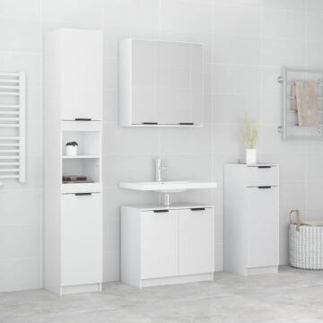 Vidaxl 4 Piece Bathroom Cabinet Set High Gloss White Engineered Wood