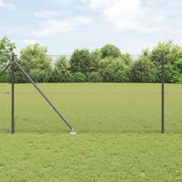 Vidaxl Welded Wire Fence With 13 Spike Posts Grey 1x50 M Steel