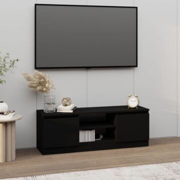 Vidaxl Tv Cabinet With Door Black 102x30x36 Cm