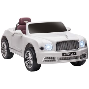 Homcom Kids Electric Ride On Car With Parent Remote, 12v Battery Powered Toy Car With Music Horn Lights Mp3 Suspension Wheels For 37-72 Months, White