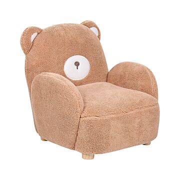Animal Chair Brown Faux Fur Upholstery With Armrests Nursery Furniture Seat For Children Modern Design Bear Shape Beliani