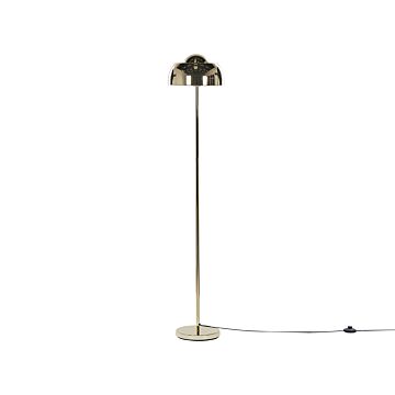 Floor Lamp Gold Metal Round Base Dome Shade Glam Ambient Light Living Room Lightning Beliani