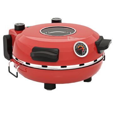 Homcom 1200w Pizza Oven, 12 Inch Electric Pizza Maker With Viewing Window, Dual Knob Temp & Timer Control, Overheat Protection, Red