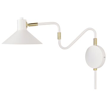 Wall Lamp White Metal Sconce Adjustable Shade Beliani