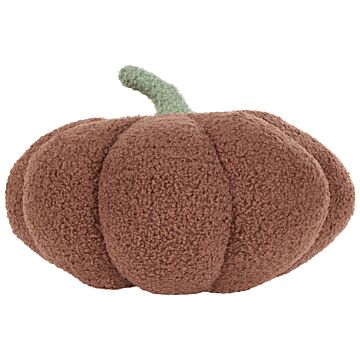 Pumpkin Cushion Brown Boucle ⌀ 28 Cm Throw Pillow Halloween Decor Stuffed Toy Beliani