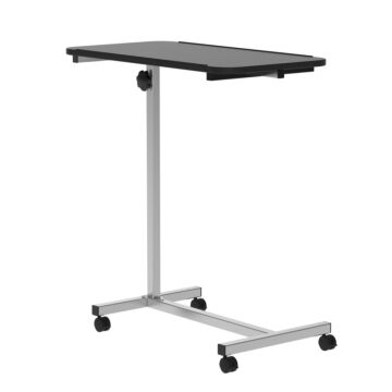 Homcom Portable Overbed/chair Table Sofa Side Notebook Laptop Desk Pc Stand Height Adjustable W/ Lockable 4 Castors & Wooden Top - Black