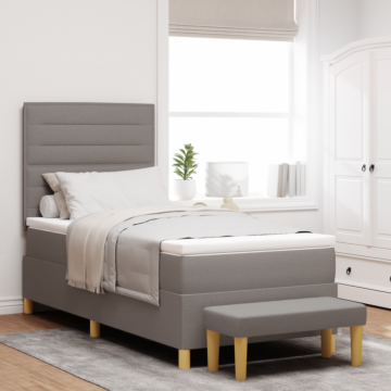 Vidaxl Box Spring Bed With Mattress & Bench Taupe 80x200 Cm Fabric
