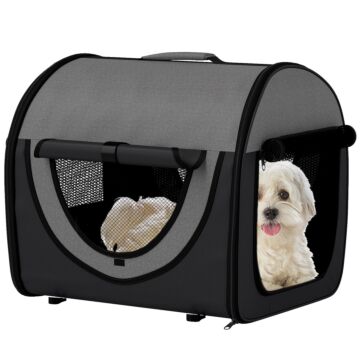 Pawhut Folding Fabric Soft Pet Crate, 46lx36wx41h Cm - Black