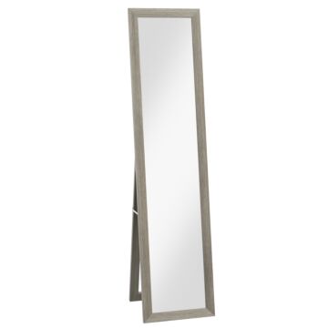 Homcom Rustic Full Length Mirror, Hanging And Freestanding Floor Mirror, Farmhouse Decorative Wall Mirror, For Living Room, Bedroom, 155 Cm, Grey