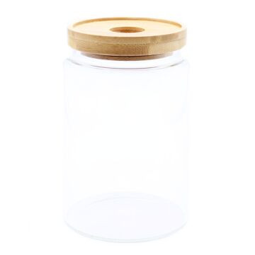 Cottage Bamboo Glass Jar - 15cm