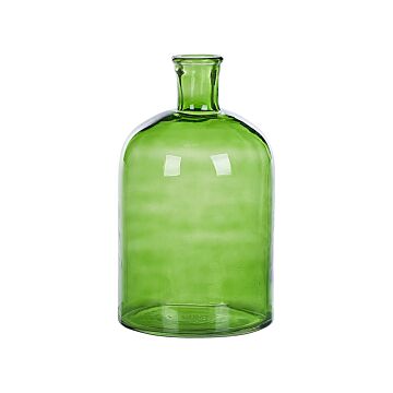 Vase Green Glass 31 Cm Handmade Decorative Round Bud Shape Tabletop Home Decoration Modern Design Beliani