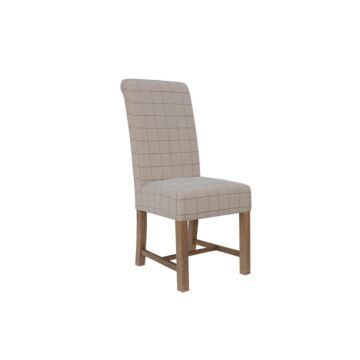 Woolen Upholstered Chair Check Natural/oak