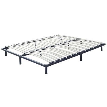 Freestanding Bed Base Eu King Size 5ft3 Solid Wood Slats Metal Frame On Legs Beliani