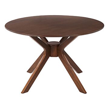 Dining Table Dark Wood Mdf Rubberwood Ø 120 Cm Round Retro-inspired Design Living Room Dining Room Beliani