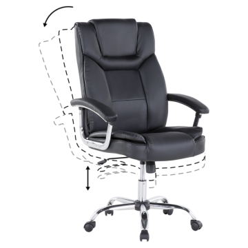 Office Executive Chair Black Faux Leather Swivel Adjustable Seat Height Castors Beliani