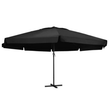 Vidaxl Outdoor Parasol With Aluminium Pole 600 Cm Black