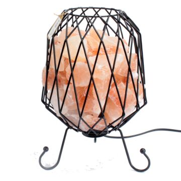 Mesh Salt Rock Brazier, Pink Salt Chunks, Cable & Bulb