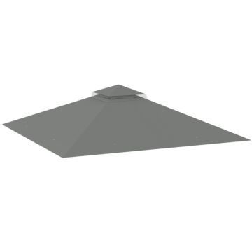 Outsunny 3x3(m) Replacement Gazebo Canopy, Double Tier Roof Top For Garden, Patio, Outdoor, Grey (top Only)