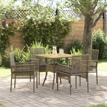 Vidaxl Dining Set Set Of 5 Grey Rattan And Metal Durable