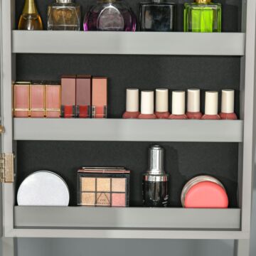 Homcom Jewellery Cabinet With Full-length Mirror, Mirror Armoire, Lockable Jewellery Organiser For Bedroom Dressing Room, Grey