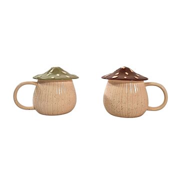 Mushroom Shape Mug With Lid Set Of 2