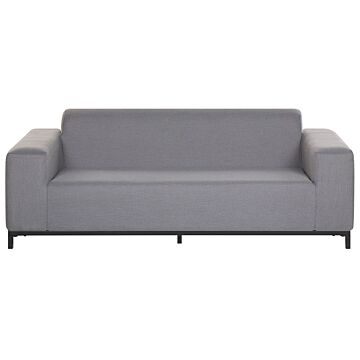 Garden Sofa Grey Fabric Upholstery Black Aluminium Legs Indoor Outdoor Furniture Weather Resistant Outdoor Beliani